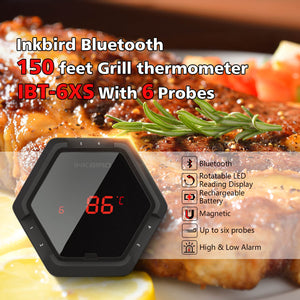 INKBIRD IBT-4XS Digital Rotation Reading Screen BBQ Meat Cooking  Thermometer Bluetooth Connect Magnetic Design and 2/4 Probes